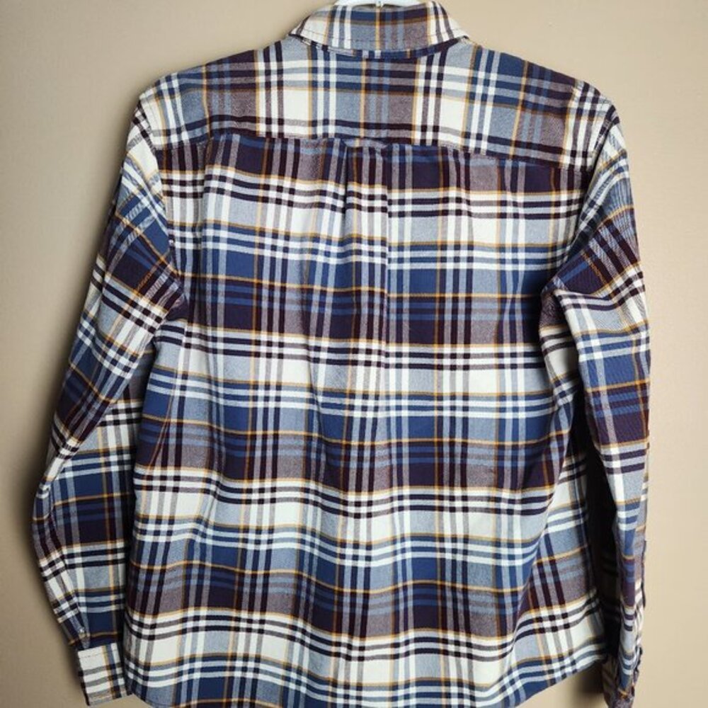 LL Bean Signature Mens Shirt M Multicolor Scotch Plaid Washed Oxford OCBD Defect - Picture 2 of 7